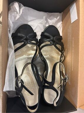Naturalizer Black Strappy Wedge Heels